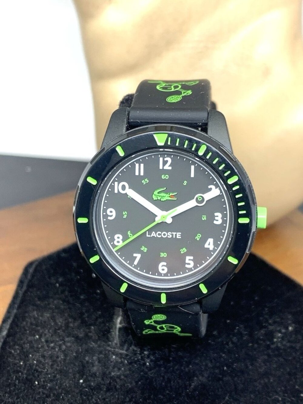 Lacoste Womens Kids Watch 2030052 Quartz Mini Tennis Green Dial Rubber Band 35mm